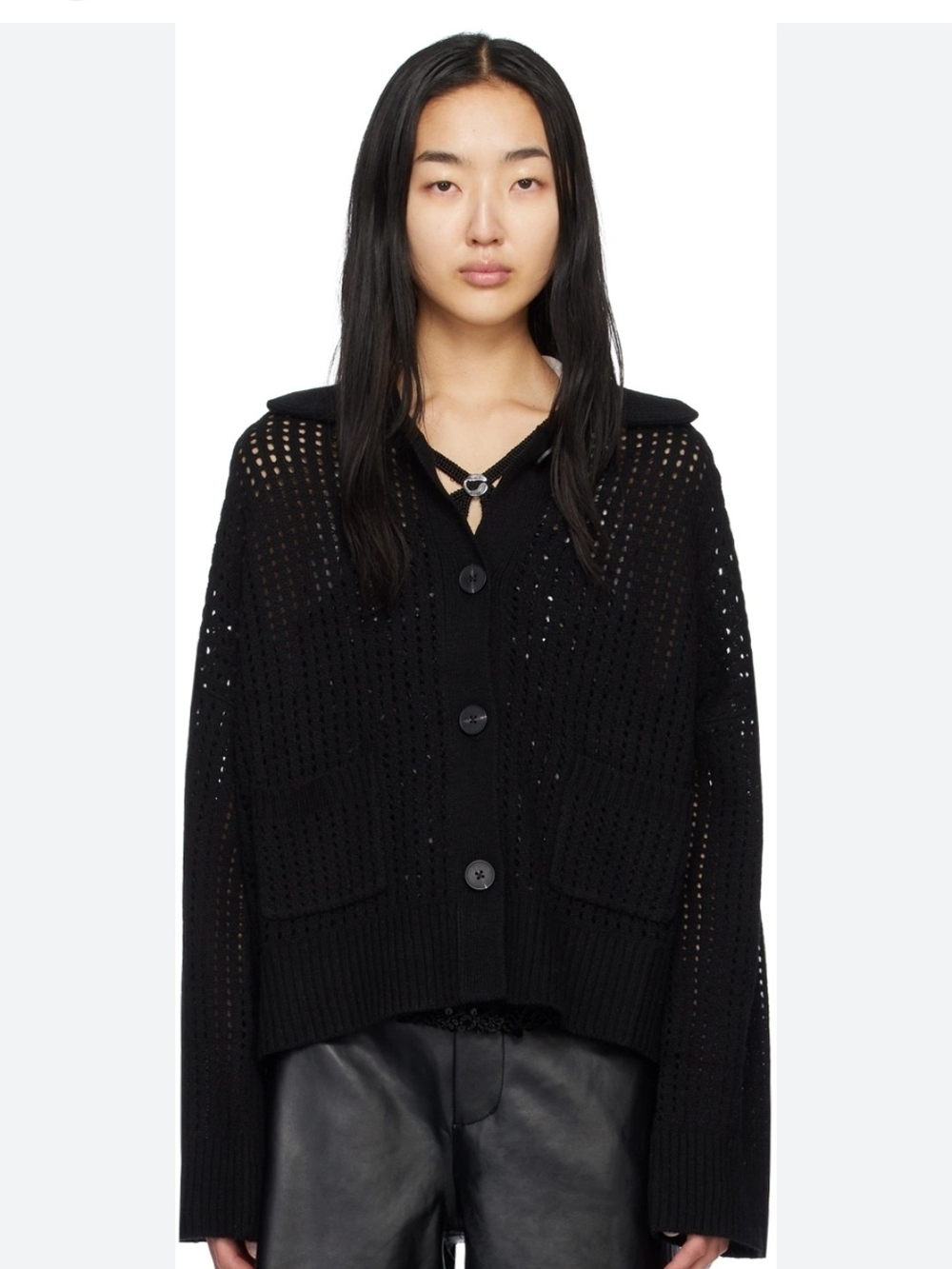Holzweiler Black Rina Crochet Cardigan